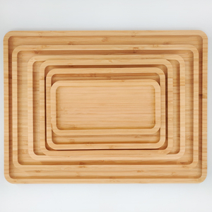 Dishes Plates Wholesale Custom Natural Bamboo Wooden Natural Tea Tray Fruit Plate Bamboo Serving Tray Set