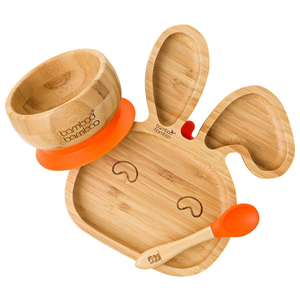 YCZM Baby Plate Bamboo Baby Plate Children's Tableware Rabbit Dish Bamboo Plate