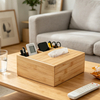 Bamboo-made Tissue Box with Large Capacity and Divided Compartments for Hotels and Office, Customizable with Logo Engraving