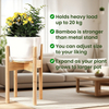 Adjustable Indoor Bamboo Wood Plant Stand Full Adjustability Flower Pots & Planters Holder 9-12.5 Inch Planter for Home Garden