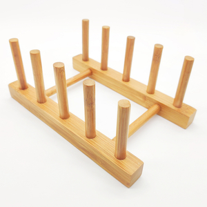 Dish Drying Rack Natural Bamboo Wooden Dishes Drainer Plate Rack Stand Pot Lid Holder Eco Friendly Kitchen Organizer