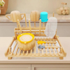 Functional Foldable Bamboo Drying Rack Space-Saving Collapsible Floor-Standing Durable Kitchen Bathroom Dish Baby