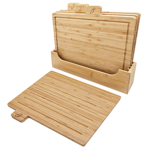 Bamboo Cutting Board Set with Holder 4pcs Bamboo Chopping Boards with Rack