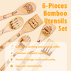 Custom Eco-Friendly Holiday Kitchen Utensils Original Bamboo Laser Logo 6-Piece Flatware Set with Spoon and Spatula