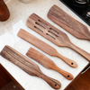 Wood Spatula Set Engraved Wooden Non-Stick Pan Long Handle Kitchen Utensils Soup Spoon Cooking Utensils Promotion Custom Logo
