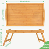 Bamboo Foldable Breakfast Bed Tray Table Legs Portable Food Serving Snack Tray for Eating Working-Dishes Plates