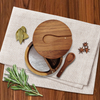 Custom Logo Natural Acacia Wood Seasoning Spice and Salt Box Cellar with Spoon