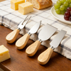 Cheap Eco-Friendly Stainless Steel Cheese Slicer Butter Knife Set Cheese Butter Cake Board Cutter Tool Cutting Knife Wooden