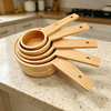 Premium 5-Piece Bamboo Measuring Spoon Set, Natural Bamboo Measuring Cups for Baking, Cooking & Kitchen Prep