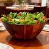 Classic Polished Round Acacia Wood Eco-Friendly YCZM Brand Stocked Serving Bowl for Kitchen & Home Use Salad & Party Decor