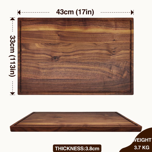 Acacia Wood Cutting Board with Drip Edge, Thick Solid Wood Carving Board for Meat