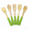Bamboo Colorful Kitchen Utensils Set with Silicone Handle