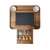 38*30*4cm Large Customizable | Cheese Board with Sauce Cup Snack Trough | Acacia Wood Four Knife Four Fork Cheese Board