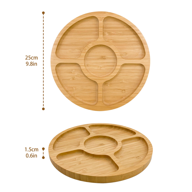 Small Fresh Dinner Plate Tray Eco-friendly Polished Bamboo for Snack Cake Serving New Round Bamboo Design for Household