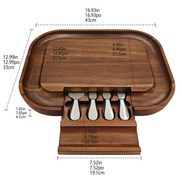 Top Selling Premium Sliding Cheese Board with 4-piece Cheese Knife Tool Set for Festive Party Christmas Decoration Food Platters