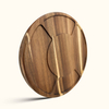 Eco-friendly Natural Wood Rotating Divided Plate Round Serving Tray with Laser Logo for Kitchenware Nut Snacks and Fruits
