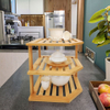 3-Tier Bamboo Corner Shelf for Counter-top Kitchen Dish Drying Rack Multi-function Plate Spice Storage Organizer for Cabinet