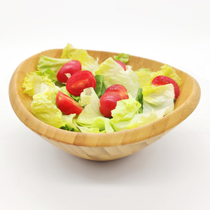 OEM Hot Selling Round Bamboo Wood Salad Bowl Set Handmade and Factory Customizable for Fruits Pasta Rice-Disposable