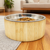 Hot Selling Eco-Friendly Bamboo Pet Tableware with Polished Inner Bowl Free Sample for Camping Use