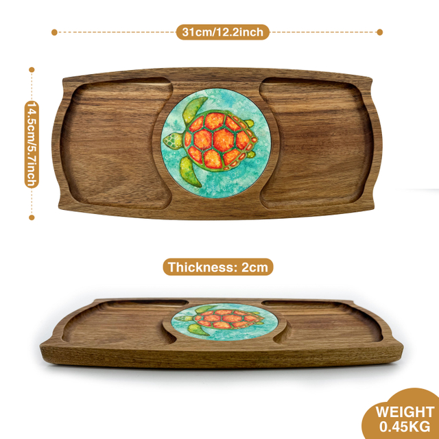 Environmental Friendly Material Wooden Breakfast Dim Sum Plate with coaster