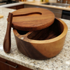 Natural Wholesale Carved Laser Acacia Wood Durable Sugar Keeper Salt Cellar Pepper Box with Lid