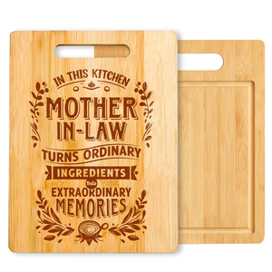 Uniquely Designed Laser Printed Bamboo Cutting Board-Eco-Friendly Durable Kitchenware for Mom Mother-in-Law Women-Great Holiday