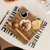 Japanese Style Wooden Serving Tray for Bread Pastry Kitchen Dessert Fruit Plates Acacia Wood Tea Water Cake Platter with Coaster
