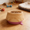 Factory Wholesale Eco-Friendly Bamboo Polished Non-Slip Camping Cat & Pet Food Bowl