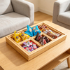 Sustainable Modern Portable Pressed Bamboo Lacquer Finish Multi-Compartment Serving & Storage Tray