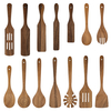 Wholesale 14 Pieces Kitchen Cooking Utensil Set Natural Solid Acacia Wood Mixing Spoon for Nonstick Pans Cookware