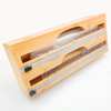 2 in 1 Compatible Bamboo Roll Organizer Holder Wrap Dispenser with Cutter and Logo for Kitchen Drawer