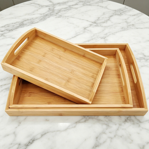 Bamboo Barbecue Tray Household Bamboo Tea Cup Tea Tray Serving Binaural Tray Solid Bamboo Plate