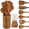 Teak Natural Wood Tableware Spoon Ladle Turner Rice Colander Soup Skimmer Cooking Spoon Scoop Kitchen Reusable Tool Kit