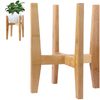 Adjustable Contemporary Bamboo Floor Plant Stand Indoor Single Plant Holder 8-12 Inch for Home Use