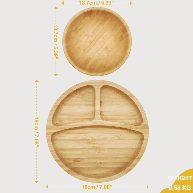 Baby Bamboo Suction Bowl Baby Feeding Plate Food Bowl Bamboo Baby Bowl