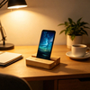 Premium Bamboo Phone Stand, Customizable Engraved Wooden Phone Holder for Office Desk & Home Use
