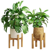 Indoor Mid Century Modern Wood Natural Durable Balcony Rack Follower Pot Display Stand Bamboo Wooden Plant Holder for House