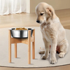 Adjustable Natural Wood Dog Bowl Stand Custom Large Bamboo Feeder Holder for Water Food Elevated Wooden Dog Feeding Home Office
