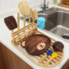Factory Direct Wholesale Kitchen Countertop Foldable Bamboo Dish Drying Rack for Kitchen Utensils Drain Storage Tool
