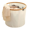 Wholesale Bamboo Circular Foldable Laundry Basket for Collecting Dirty Towels and Clothes