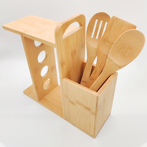 2026 Hot Sells Bamboo Cooking Tools 3 Pieces - Organic Bamboo Kitchen Utensils Set With Spice Rack