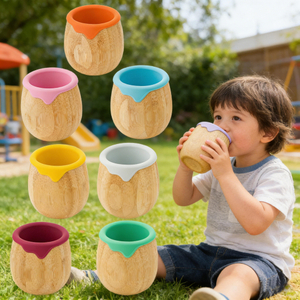 Explodes Detachable Design Baby Learns to Drink Water Bamboo Baby Cup BPA Free Eco-Friendly Food Grade Durable Cartoon Pattern