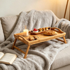 Bamboo Foldable Breakfast Bed Tray Table Legs Portable Food Serving Snack Tray for Eating Working-Dishes Plates