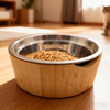 Hot Selling Polished BPA Free Bamboo & 304 Stainless Steel Dog Food Bowl Rack for Camping Use Cats & Dogs