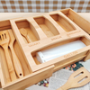 Multifunctional Square Lacquer Bamboo Tableware Dispenser Organizer Food Storage for Kitchen Dividers