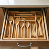 Adjustable Bamboo Drawer Divider Expandable Drawer Organizer Box for Kitchen Cutlery Knife Silverware Stationery Storage