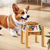 Wholesale Hand-Painted Bamboo Modern Kitchen Cat Dog Double Bowl Foldable Eco-Friendly High Foot Anti-Tumble Neck Protection