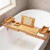 Natural Bamboo Wood Modern Four-Piece Set Bath Tub Caddy Tray Extendable Arms Adjustable Legs Eco-Friendly Durable 70x23CM Bath