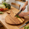 Kitchen Acacia Wood Round Cutting Board With Handle Countertop for Meat Bread Charcuterie Board
