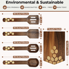 Natural Acacia Wood Kitchen Utensil Set Heat Resistant Non Stick Wood Cookware Slotted Spurtle Spatula Sets